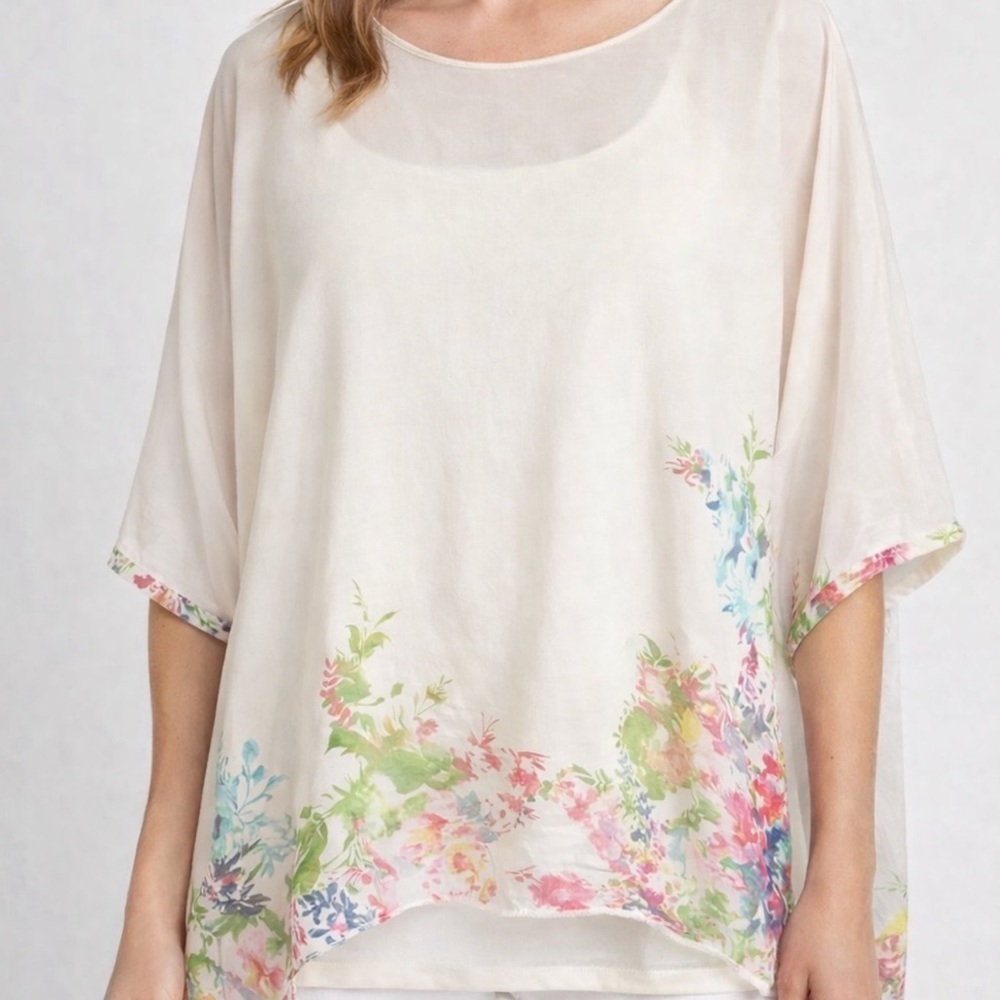 Elegant Silk  Floral Women's Tunic